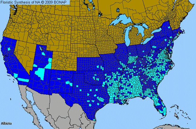 Allergies By County Map For Albizia, Silktree