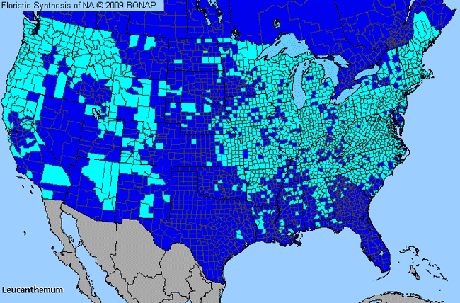 Allergies By County Map For Ox-Eye Daisy