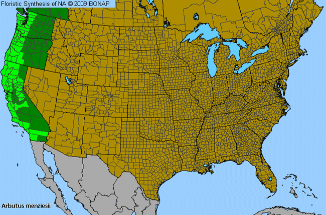 Allergies By County Map For Pacific Madrone