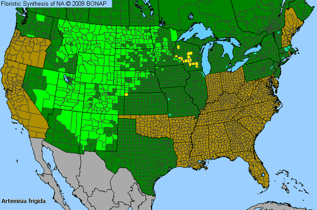 Allergies By County Map For Prairie Sagebrush