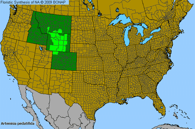 Allergies By County Map For Bird-Foot Sagebrush