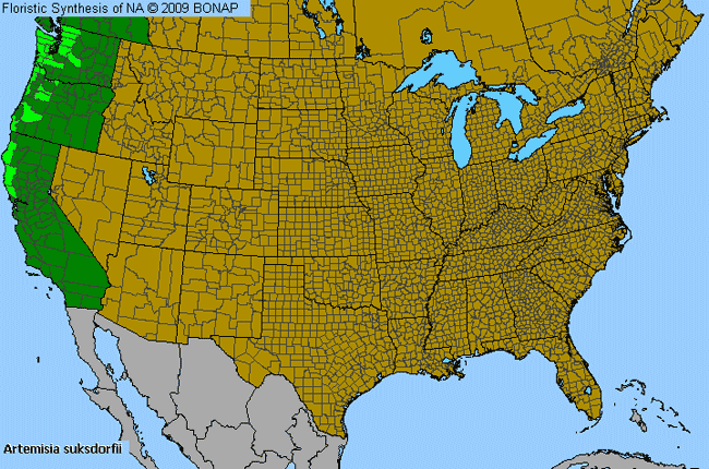 Allergies By County Map For Coastal Wormwood