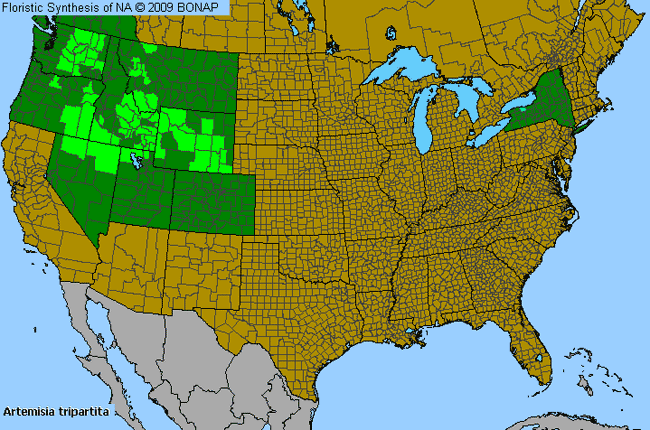 Allergies By County Map For Three-Tip Sagebrush