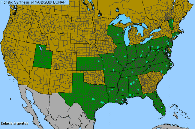 Allergies By County Map For Silver Cock's-Comb