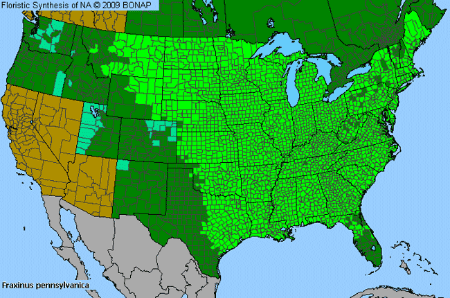 Allergies By County Map For Green Ash