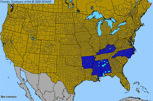 Allergies By County Map For Chinese Holly