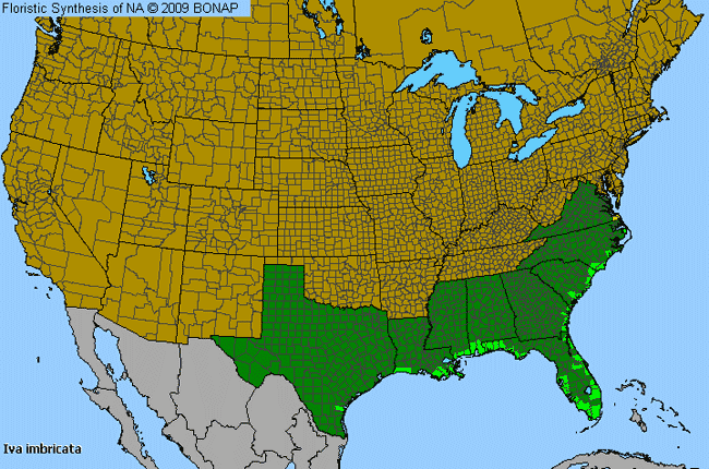 Allergies By County Map For Seacoast Marsh-Elder