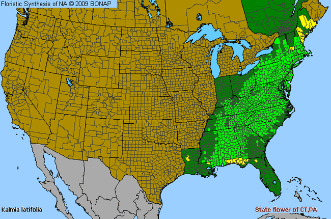 Allergies By County Map For Mountain-Laurel