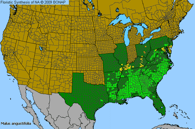 Allergies By County Map For Southern Crabapple