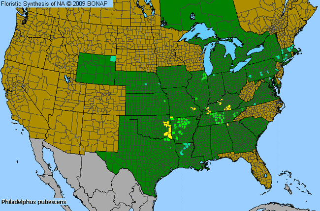 Allergies By County Map For Hoary Mock Orange