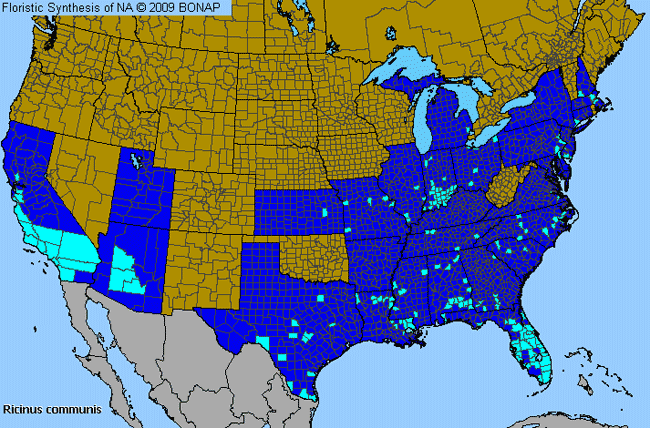 Allergies By County Map For Castor-Bean