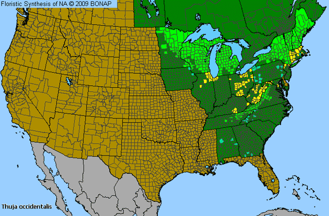 Allergies By County Map For Eastern Arborvitae