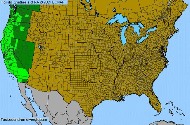 Allergies By County Map For Pacific Poison-Oak