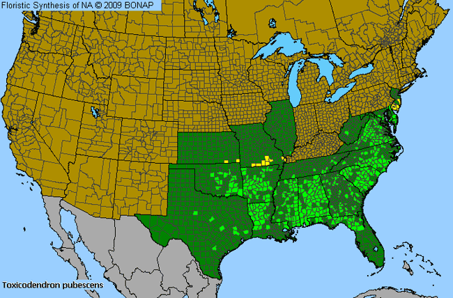 Allergies By County Map For Atlantic Poison-Oak