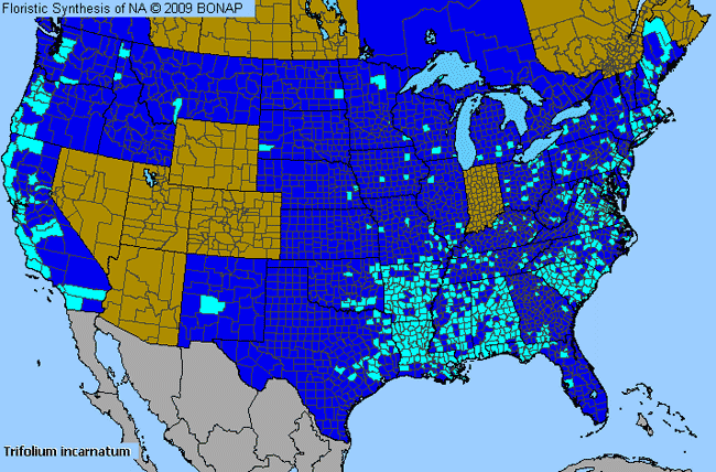 Allergies By County Map For Crimson Clover