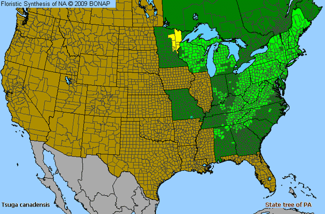 Allergies By County Map For Eastern Hemlock