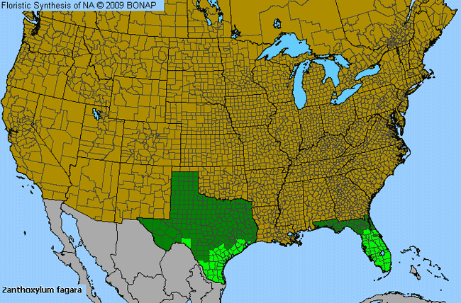 Allergies By County Map For Limestone Prickly-Ash